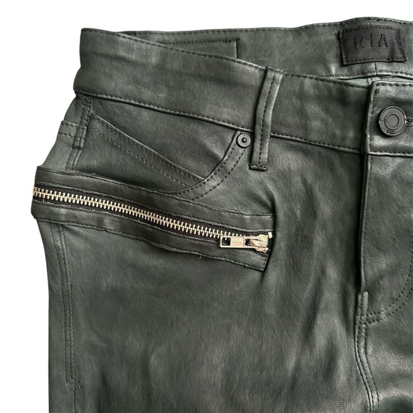 RtA Madrid Stretch Leather Skinny Pants Charcoal Gray Lambskin Zip Sz 27 - Picture 3 of 14